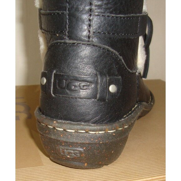 UGG Australia Rianne Black Leather Lace Up Boots Women's Size US 5 NEW 1004142 - Picture 3 of 6